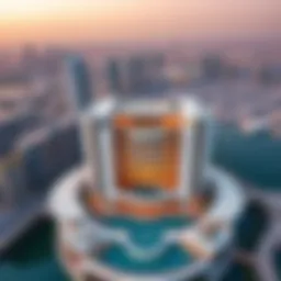 Aerial view of the Al Hudaiba Awards Building showcasing its unique architectural design