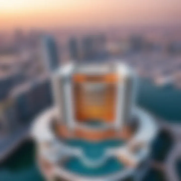 Aerial view of the Al Hudaiba Awards Building showcasing its unique architectural design