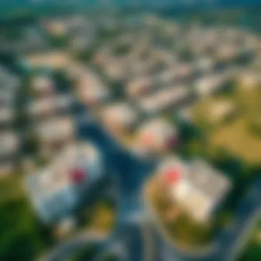 Aerial View of Al Khail Gate Aerial view of Al Khail Gate showcasing residential structures and greenery