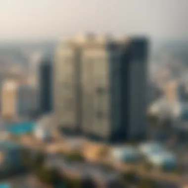 Landscape view of Al Khan Building within its urban context