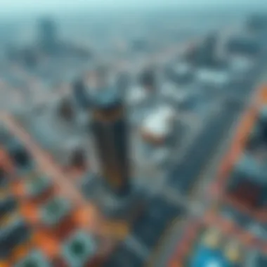 Aerial perspective highlighting the location of Al Mur Tower on Sheikh Zayed Road