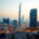 Stunning view of Al Mur Tower against the Dubai skyline