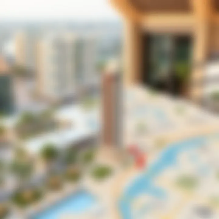 Map highlighting the strategic location of Al Razi Building 64 in Dubai