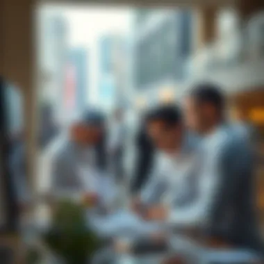 Market Trends Analysis at Al Taawun Street Investors analyzing property market trends in Al Taawun Street area