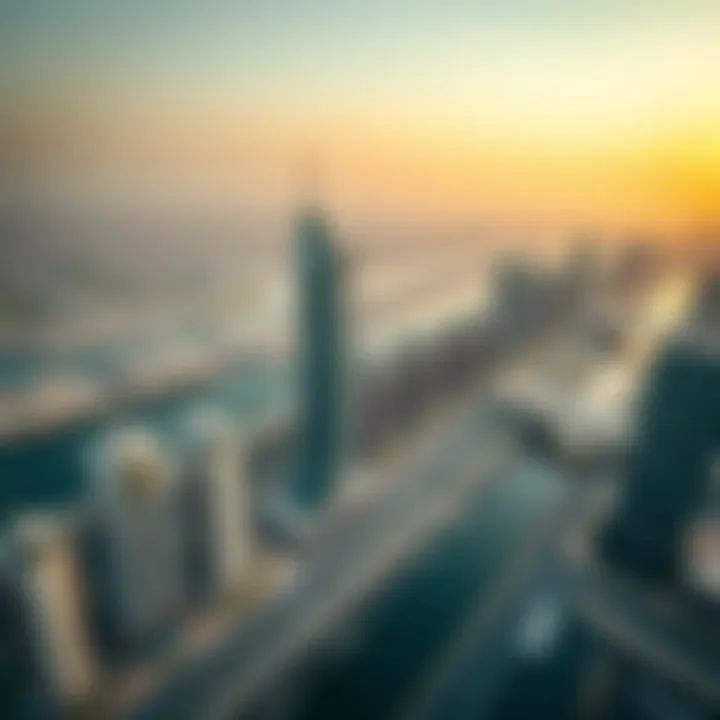 Aerial Perspective of Business Bay Real Estate Development Aerial view of Business Bay showing real estate development