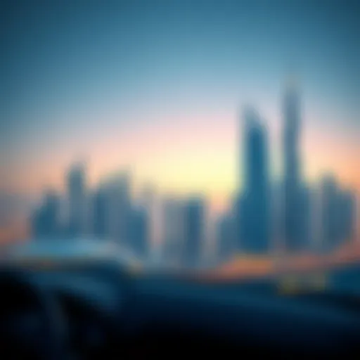 Futuristic Skyline of Dubai A futuristic skyline of Dubai showcasing luxurious high-rise buildings