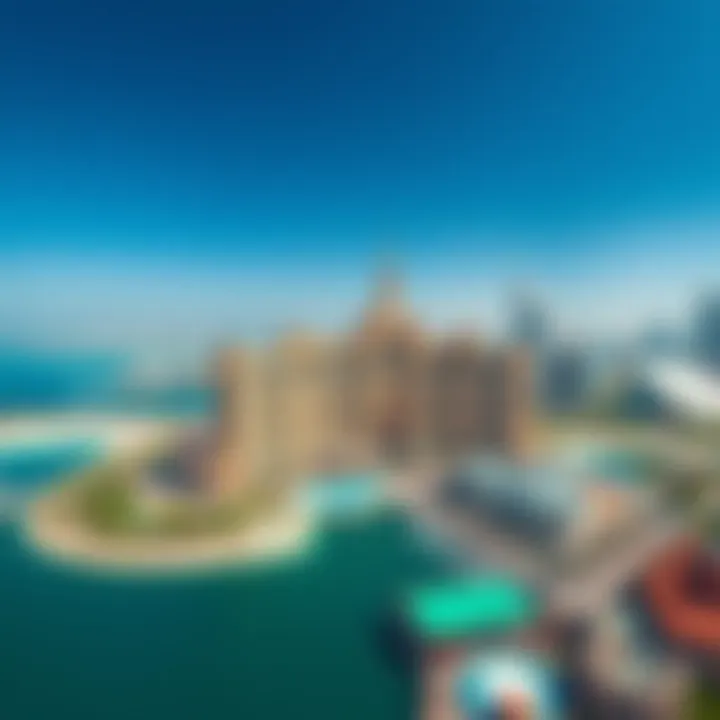 Aerial View of Atlantis The Pointe Aerial view of Atlantis The Pointe showcasing its unique architectural design against the Dubai skyline