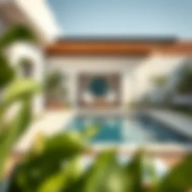 Charming Outdoor Pool Space Stylish outdoor pool area of a holiday rental