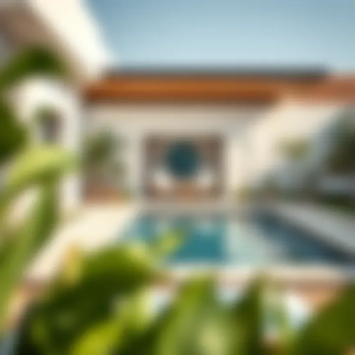 Charming Outdoor Pool Space Stylish outdoor pool area of a holiday rental