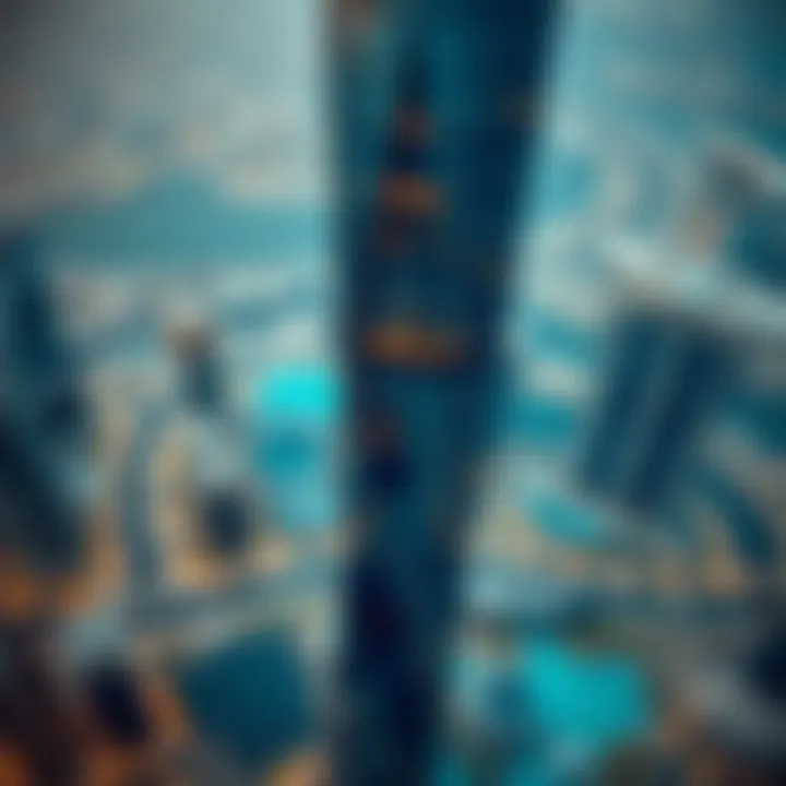 Aerial Perspective of Blue Tower Aerial view of the Blue Tower showcasing its unique architectural design