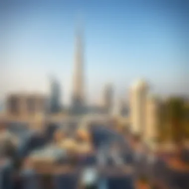 Panoramic view of Sharjah's skyline with برج الفخامة