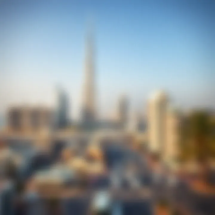 Panoramic view of Sharjah's skyline with برج الفخامة