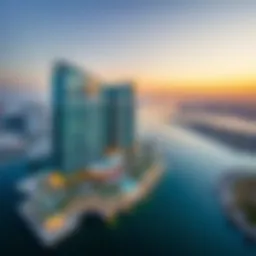 Aerial view of Canal Crown showcasing its architectural elegance and surrounding waterfront.