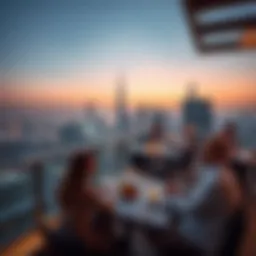 Luxurious rooftop dining experience overlooking the Dubai skyline