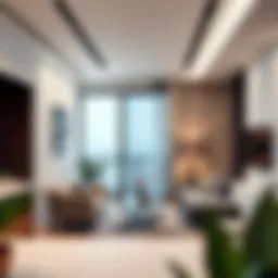 Modern studio apartment interior showcasing elegant design and functionality