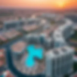 Aerial view showcasing Damac Majestine's surroundings