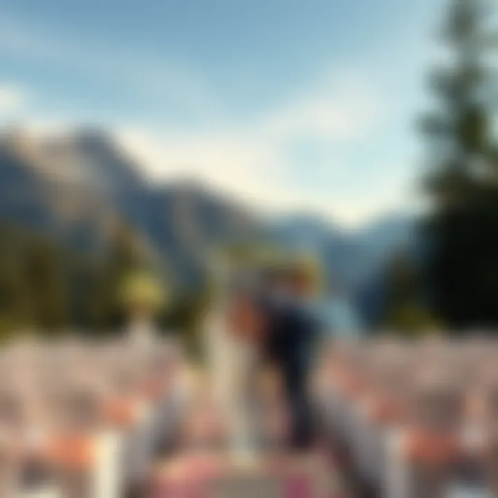 Stunning mountain backdrop for a wedding ceremony