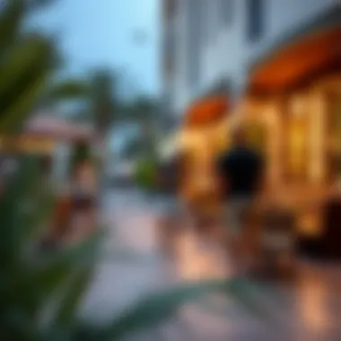 Casual Attire at Outdoor Cafés A stylish outdoor café in Dubai where casual shorts are seen among patrons
