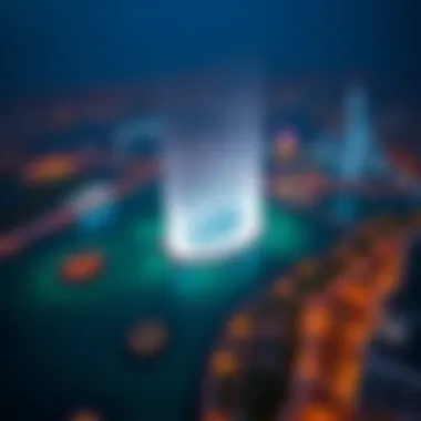 Aerial view of the Dubai Fountain showcasing its grandeur