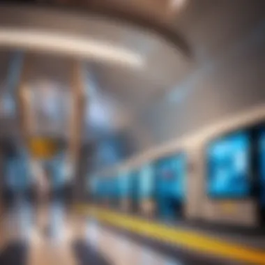 Sleek Interior of Dubai Metro Station Interior of a Dubai Metro station showcasing sleek design and technology.