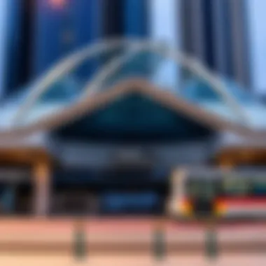 Modern Architectural Marvel of Dubai Red Line Station A stunning view of the Dubai Red Line metro station exterior showcasing modern architecture