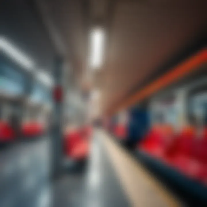 Passenger Amenities in Dubai Red Line Metro Station A vibrant interior of a Dubai Red Line metro station emphasizing passenger amenities