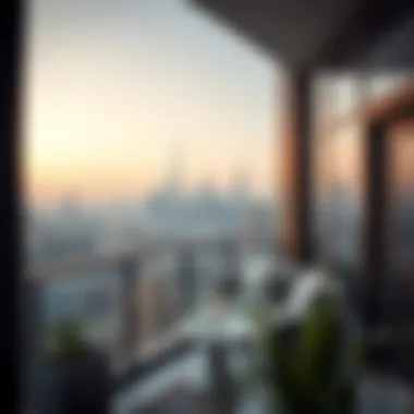 Dubai Skyline from Satwa Hotel Balcony Breathtaking view of Dubai skyline from a Satwa hotel room balcony.