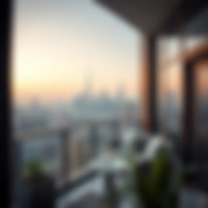 Dubai Skyline from Satwa Hotel Balcony Breathtaking view of Dubai skyline from a Satwa hotel room balcony.