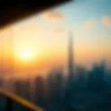 Majestic sunrise view over Dubai skyline