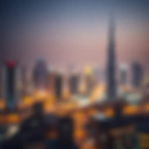 A stunning skyline of Dubai illuminated during Eid celebrations.