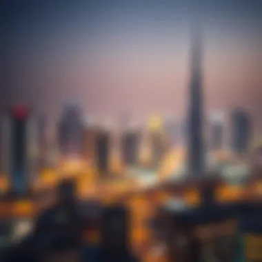 Dubai Skyline During Eid A stunning skyline of Dubai illuminated during Eid celebrations.