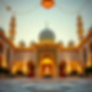 A beautifully adorned mosque during the Eid festivities