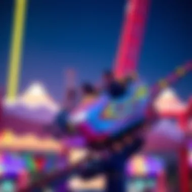 Thrilling Theme Park Experience An exhilarating theme park ride in Dubai, featuring vibrant colors and excitement