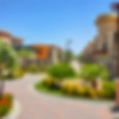 Charming Neighborhoods: Affordable Living in Dubai A vibrant neighborhood in Dubai with affordable homes and lush green spaces