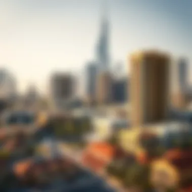 Dubai Skyline Featuring Budget-Friendly Homes A stunning skyline view of Dubai showcasing affordable housing options