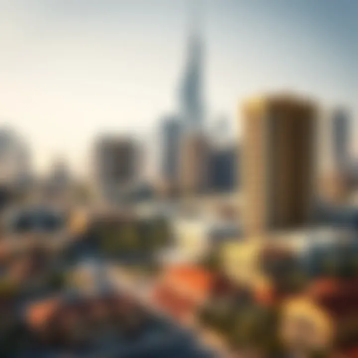 Dubai Skyline Featuring Budget-Friendly Homes A stunning skyline view of Dubai showcasing affordable housing options