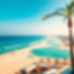 A panoramic view of Al Bateen Beach showcasing its pristine sands and azure waters