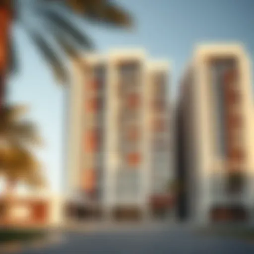 Architectural Marvel of Apricot Towers Stunning facade of Apricot Towers showcasing modern architecture