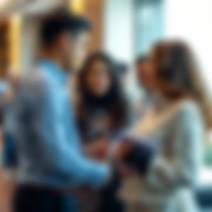 Visitors engaging with staff at the Arada Sales Office