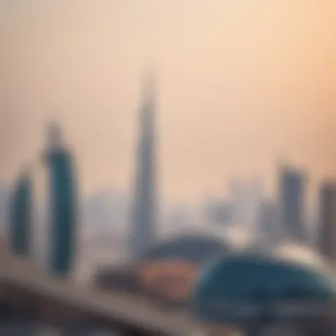 Panoramic skyline of Dubai featuring برج الريم amidst other iconic structures