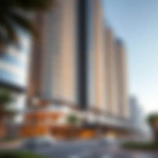 Stunning view of Burj Vista's exterior design showcasing modern architecture