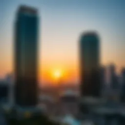 Stunning view of Churchill Executive Tower at sunset