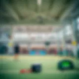 A vibrant indoor sports facility with various activities