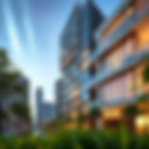 Architectural view of Creek Edge Tower 1 showcasing modern design