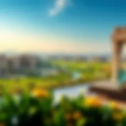 Panoramic view of District One showcasing luxury villas and serene landscapes