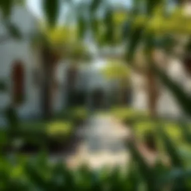 Architectural designs integrated with nature in Dubai gardens
