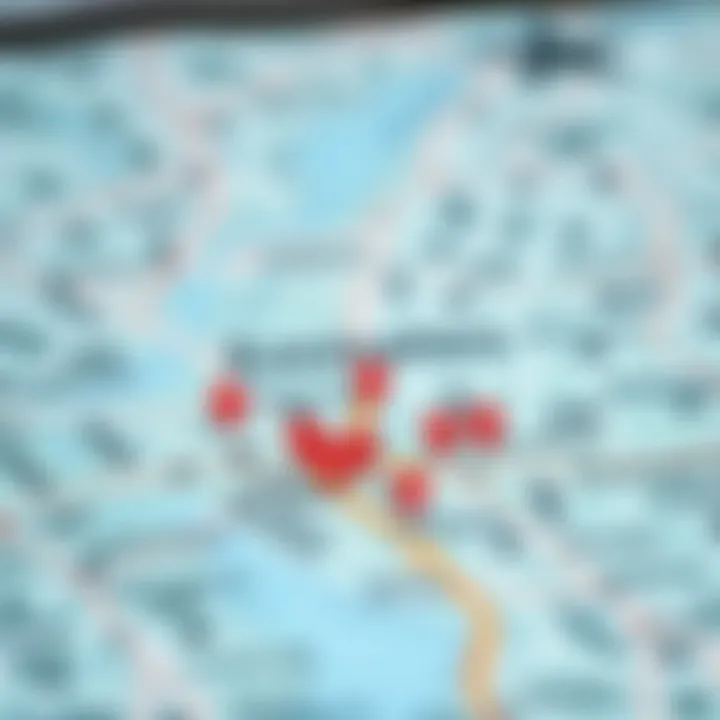 Map highlighting Emirates Post locations in Dubai