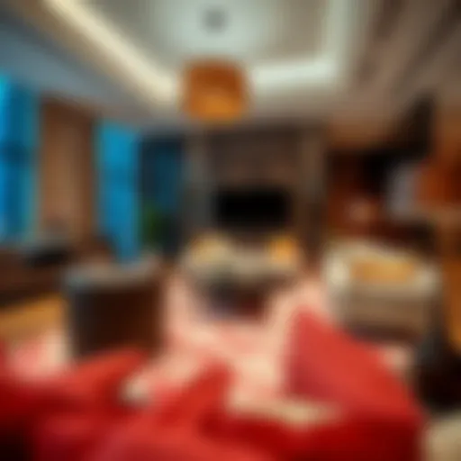 Luxurious hotel apartment living room with modern decor