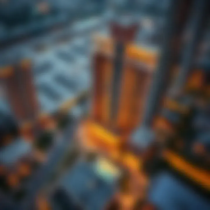 Aerial view of Address Fountain Views Tower 2 showcasing its architectural design