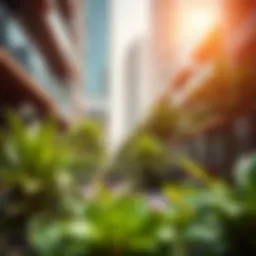 Lush greenery in a modern urban setting